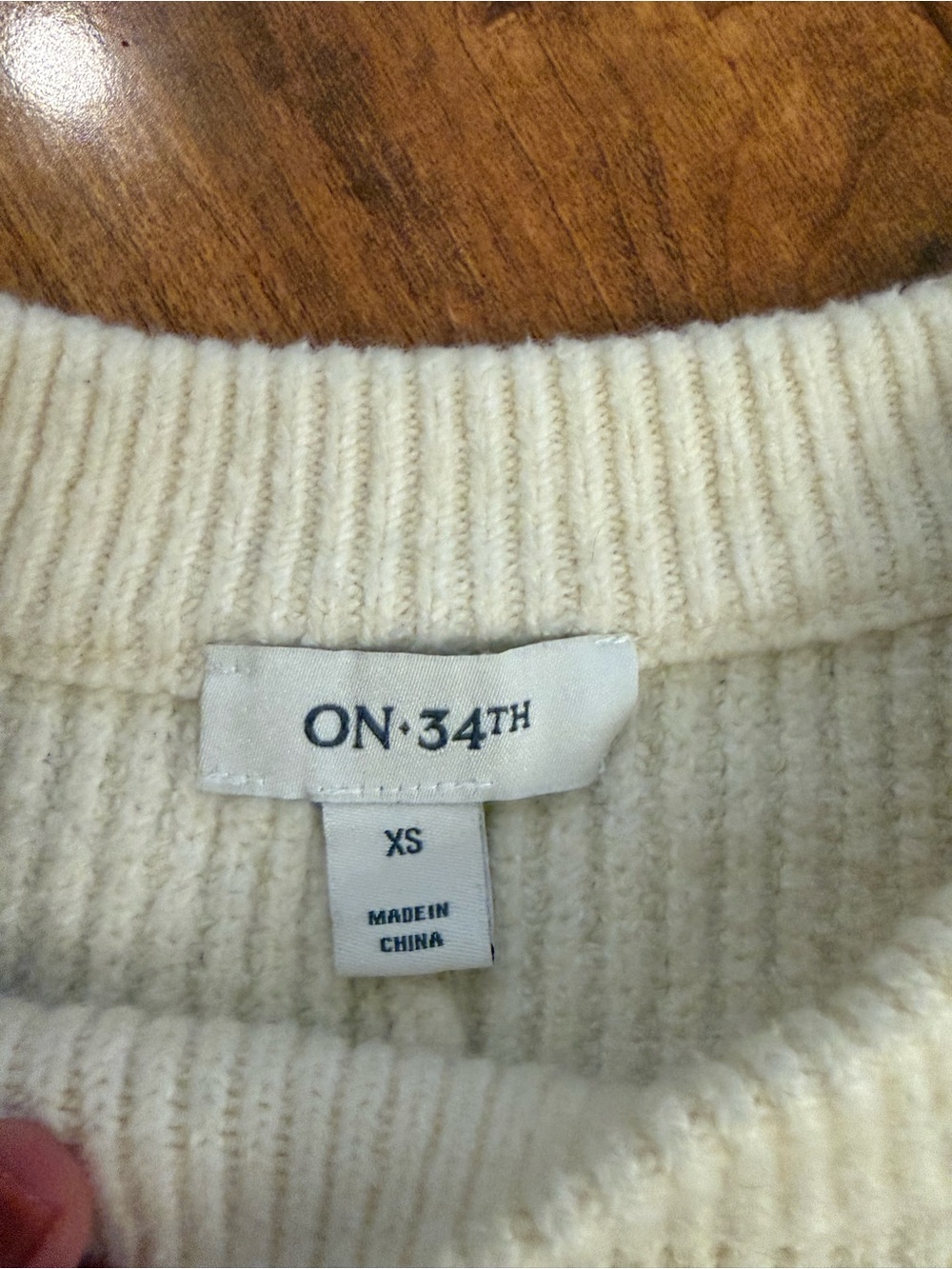 ON-34th Cream Ribbed Knit Sweater - Picture 3 of 3